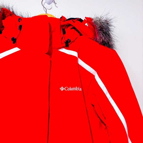 COLUMBIA Vintage-Red Omni-Shield Winter Jacket with Hood & Insulation | Large - Picture 5 of 11